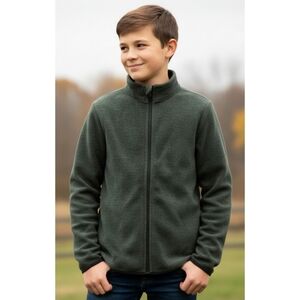 Revolution Boys Dark Olive Green Fleece Zip Up Jacket